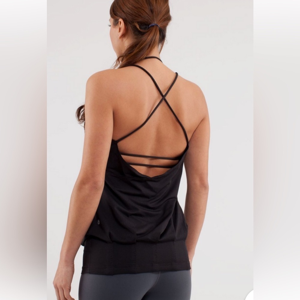 Lululemon Black Flow And Go Built-In Bra Tank Top